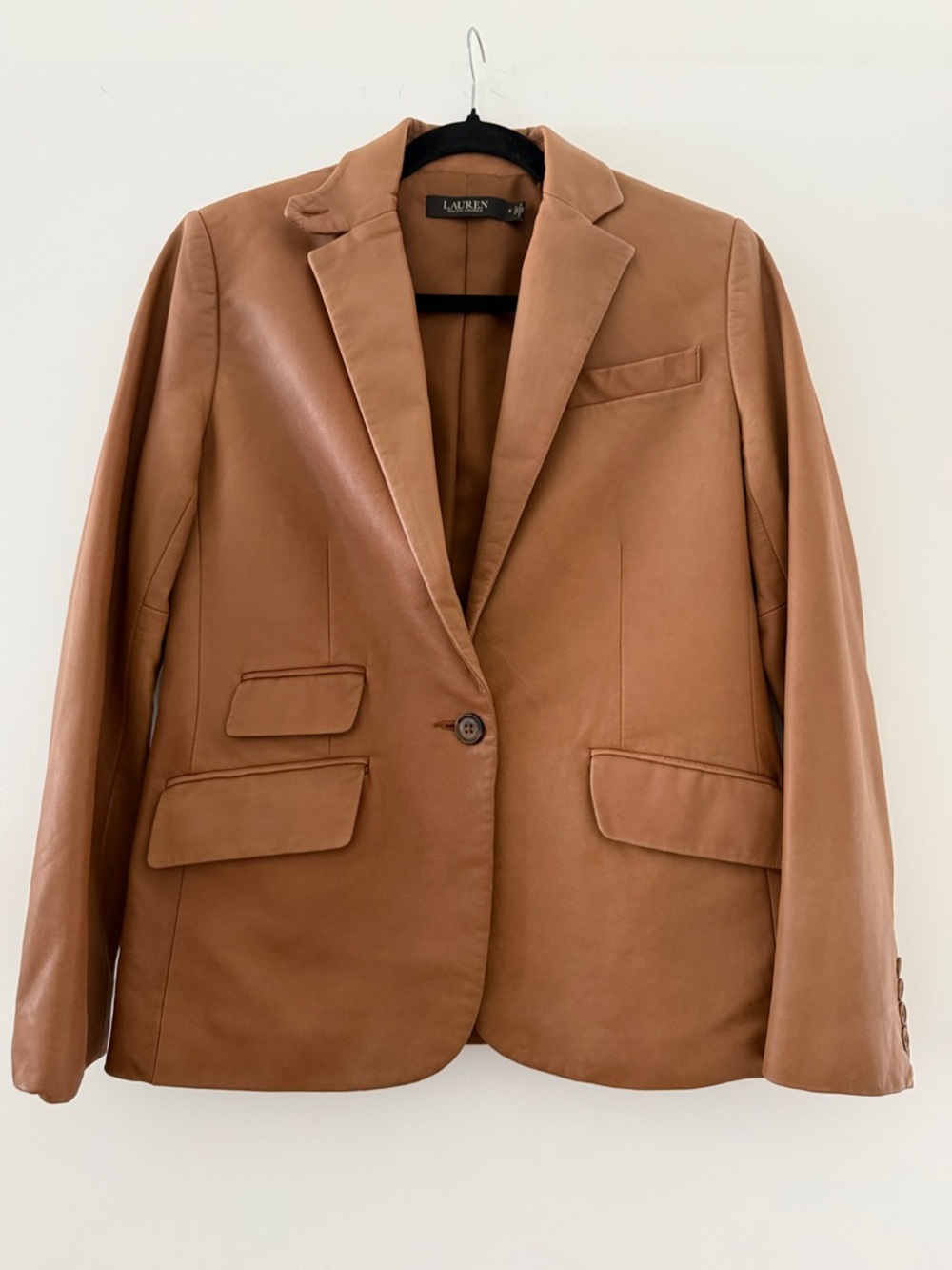 Lauren Ralph Lauren Caramel Leather Blazer Jacket for Women